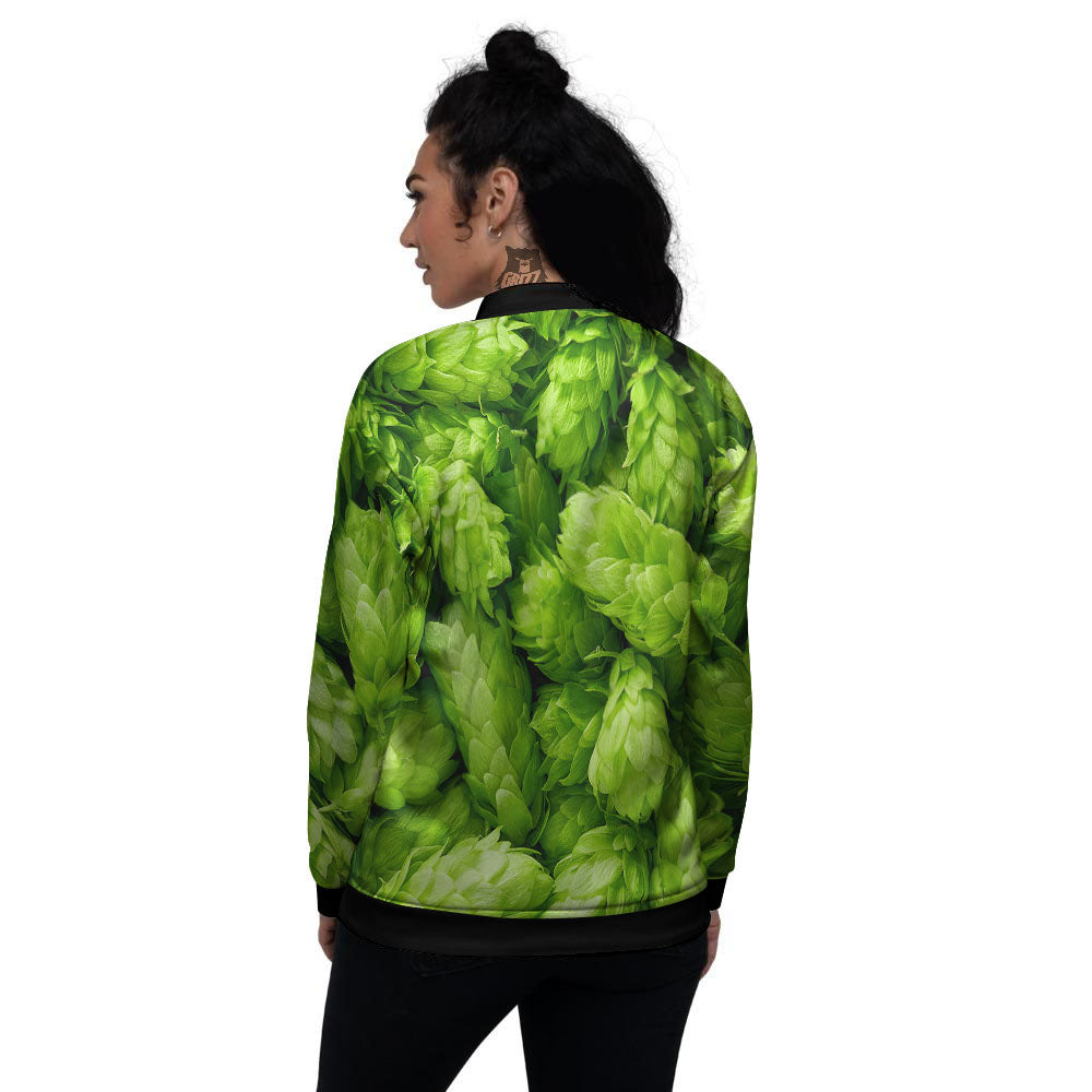 Hop Cone Fresh Print Women's Bomber Jacket-grizzshop