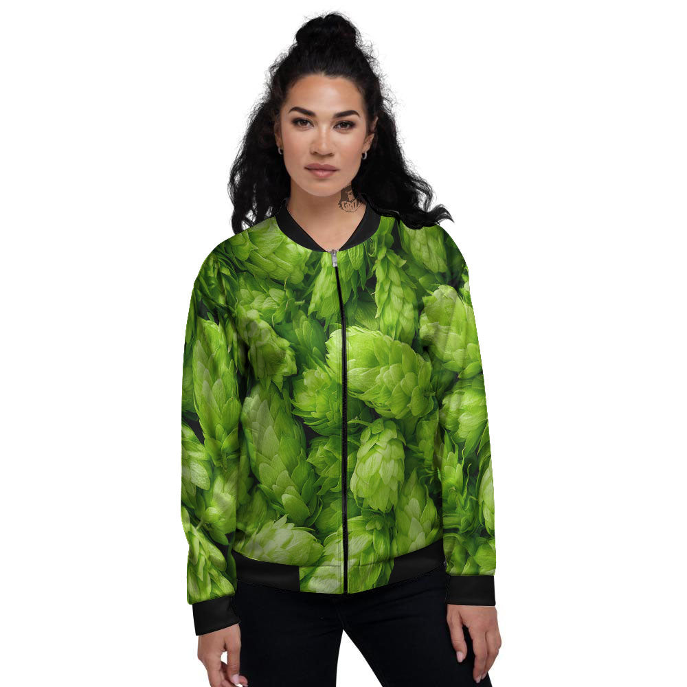 Hop Cone Fresh Print Women's Bomber Jacket-grizzshop