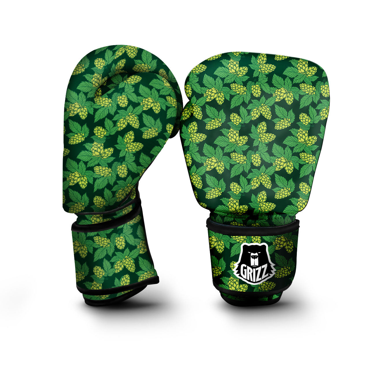 Hop Cone Green Print Pattern Boxing Gloves-grizzshop