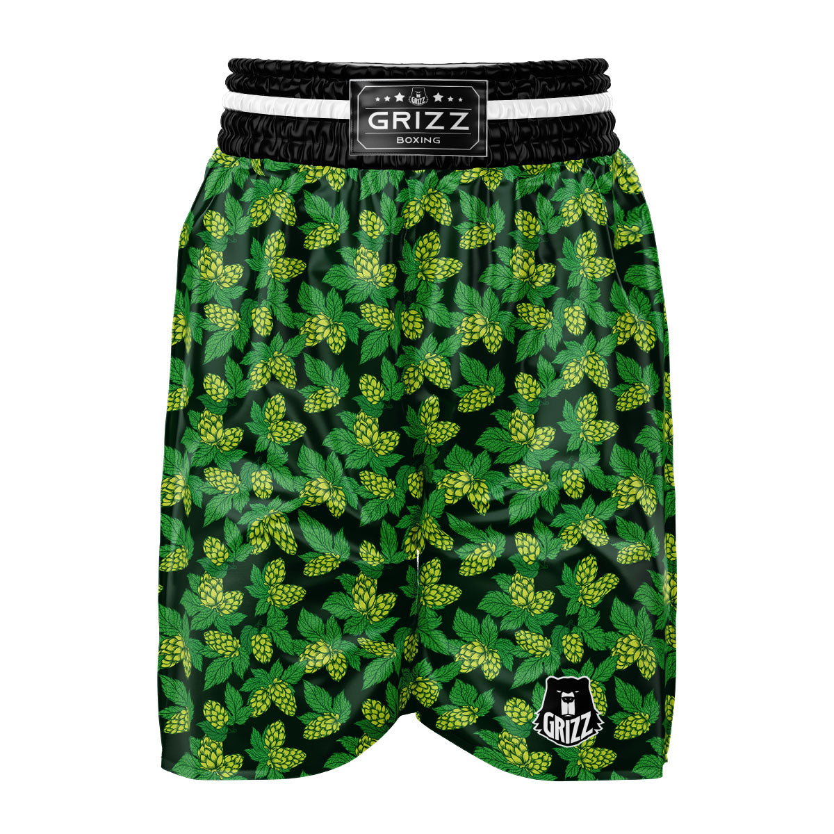 Hop Cone Green Print Pattern Boxing Shorts-grizzshop