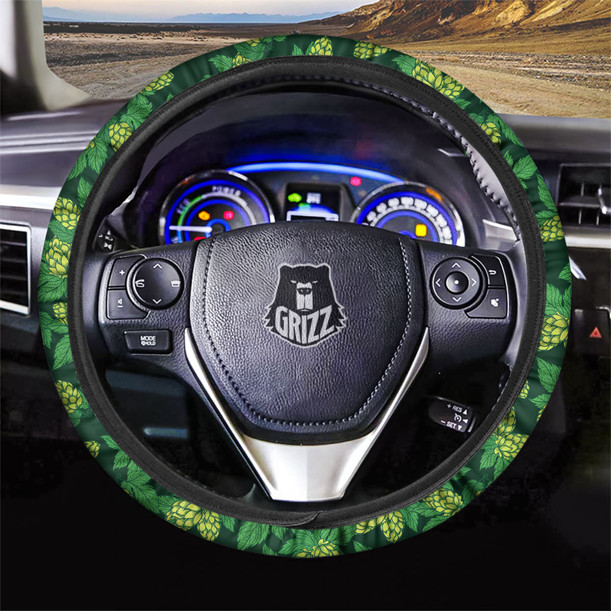 Hop Cone Green Print Pattern Car Steering Wheel Cover-grizzshop