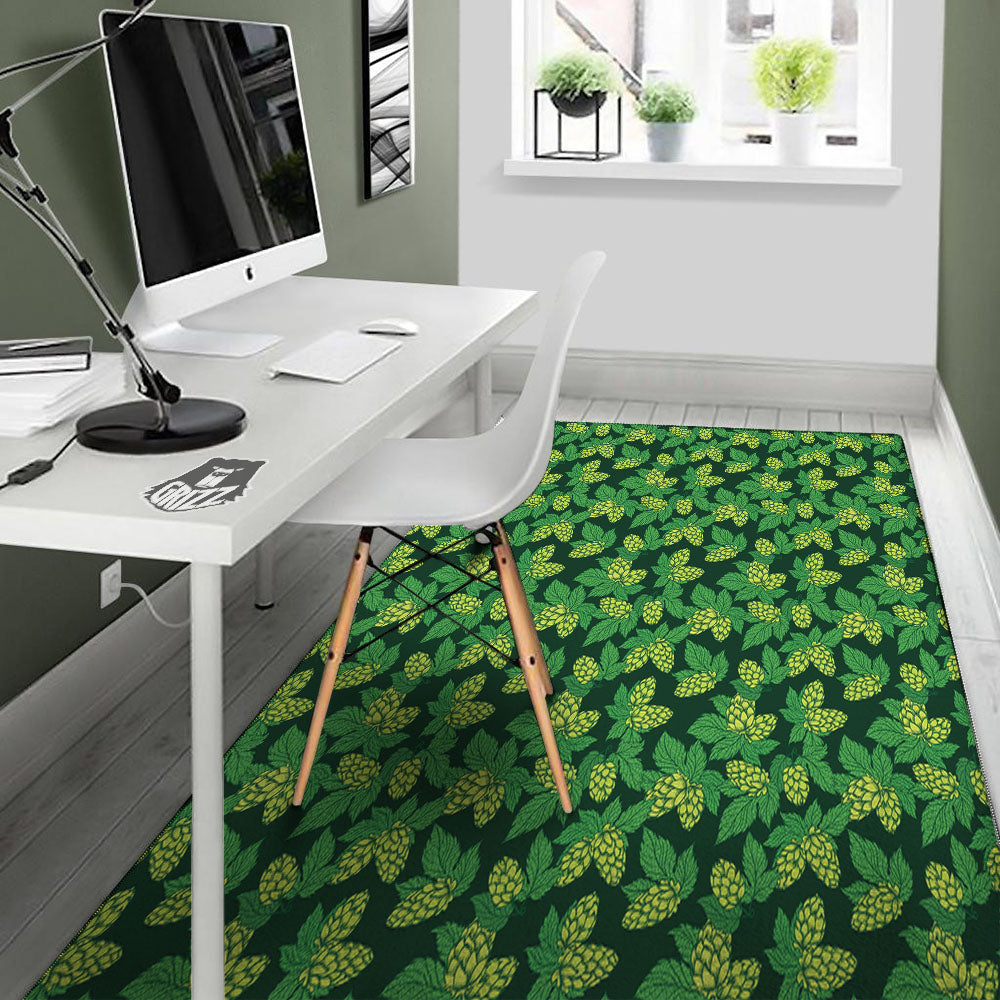 Hop Cone Green Print Pattern Floor Mat-grizzshop