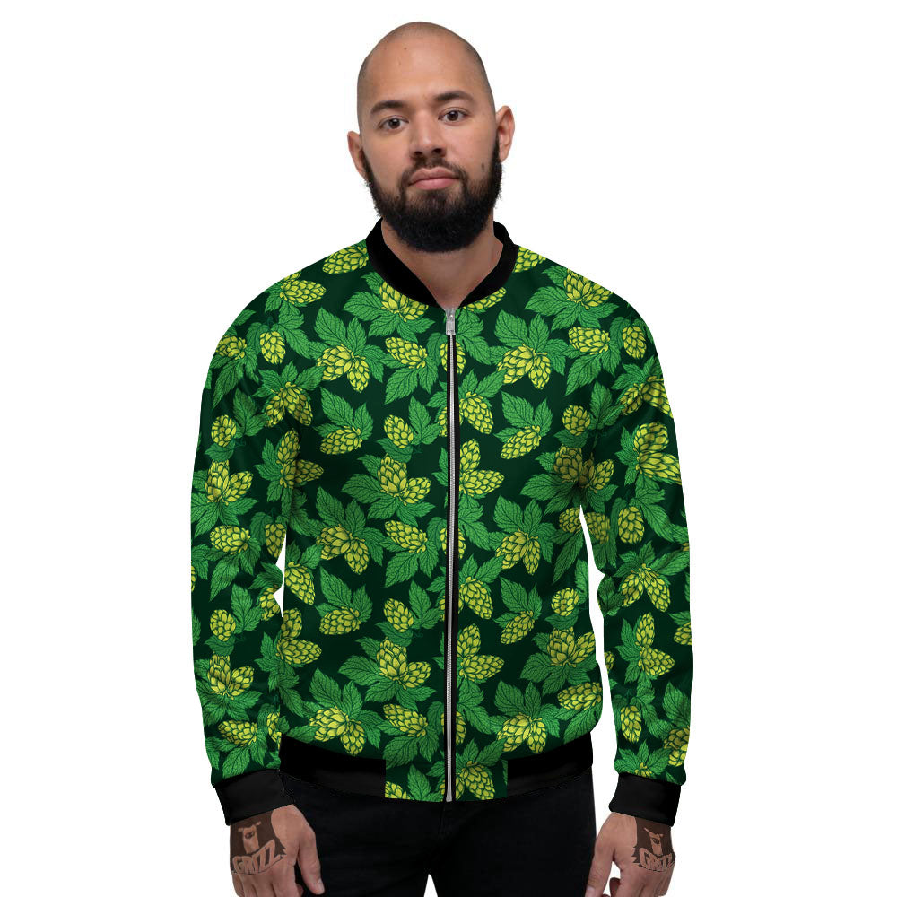 Hop Cone Green Print Pattern Men's Bomber Jacket-grizzshop