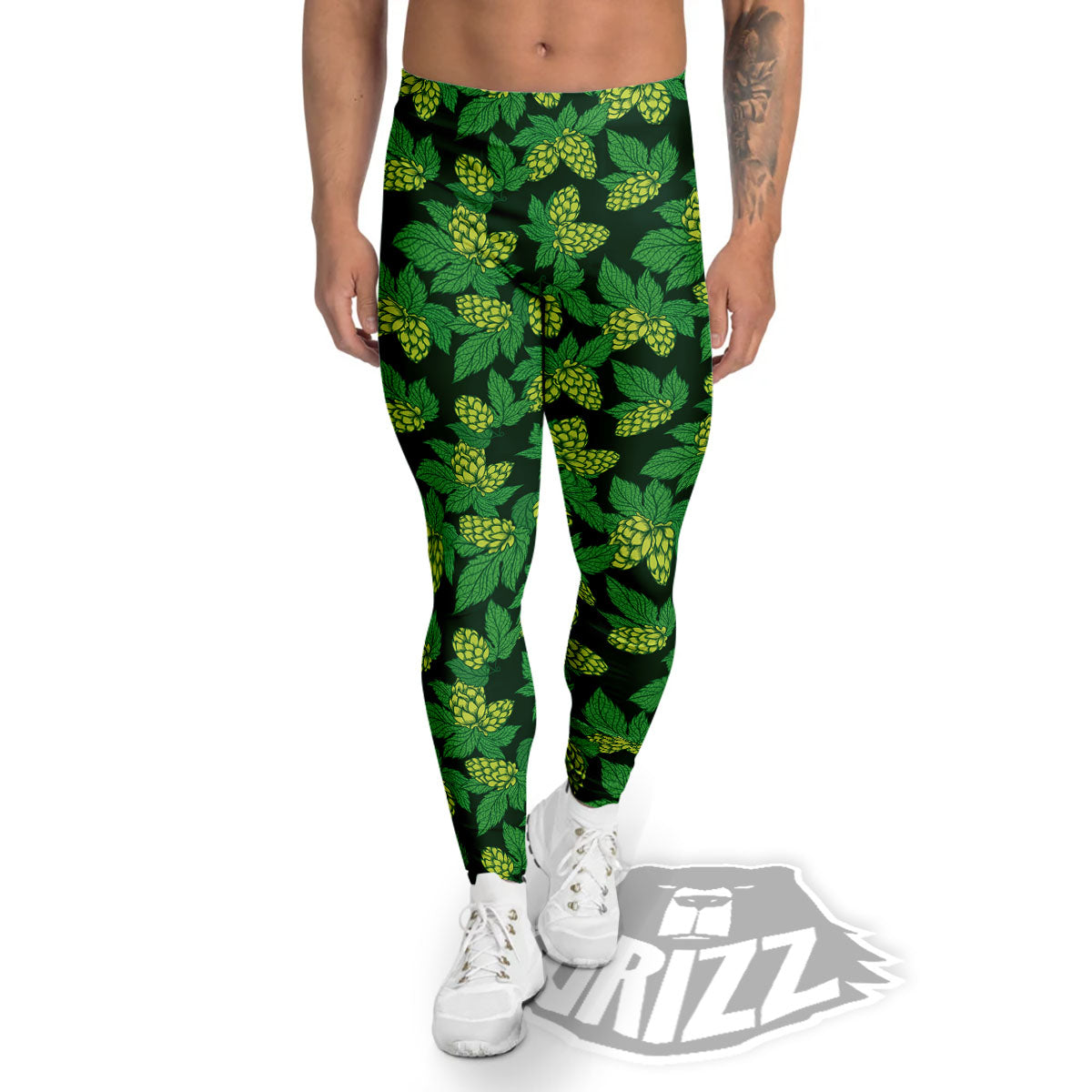Hop Cone Green Print Pattern Men's Leggings-grizzshop