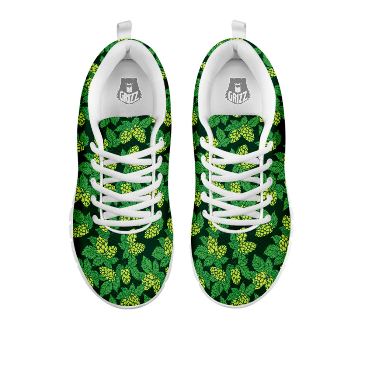 Hop Cone Green Print Pattern White Sneaker-grizzshop
