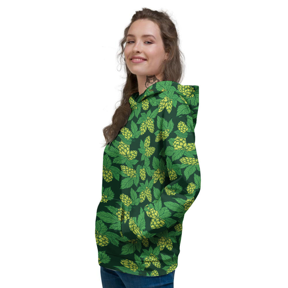 Hop Cone Green Print Pattern Women's Hoodie-grizzshop