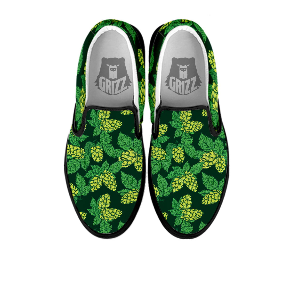 Hop Cone Vintage Print Pattern Black Slip On Shoes-grizzshop