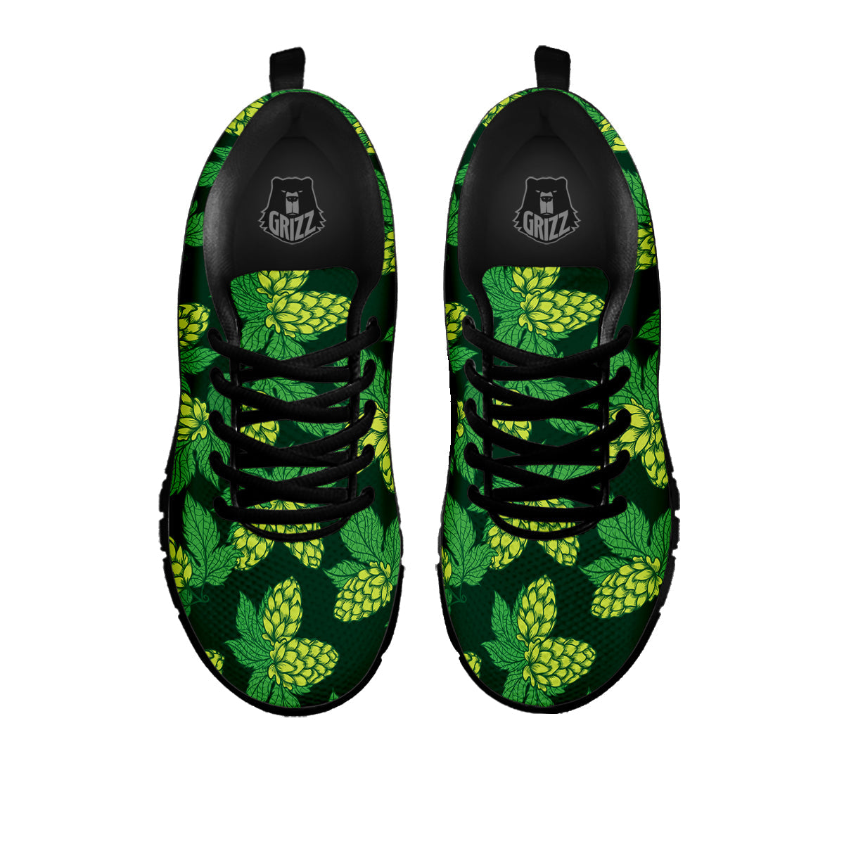 Hop Cone Vintage Print Pattern Black Sneaker-grizzshop