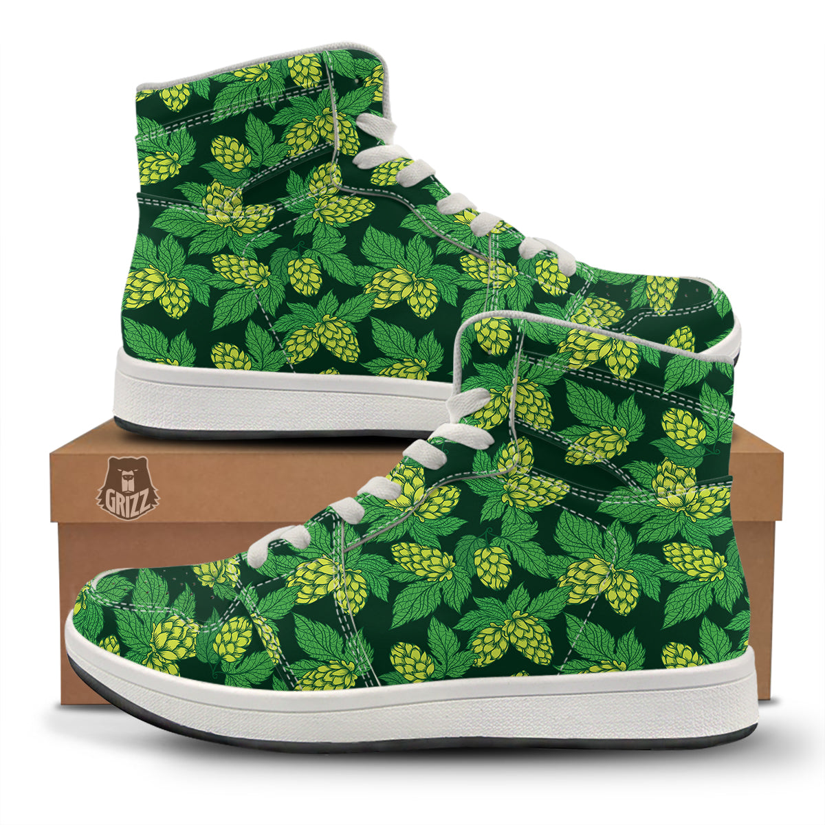 Hop Cone Vintage Print Pattern High Top Sneakers-grizzshop