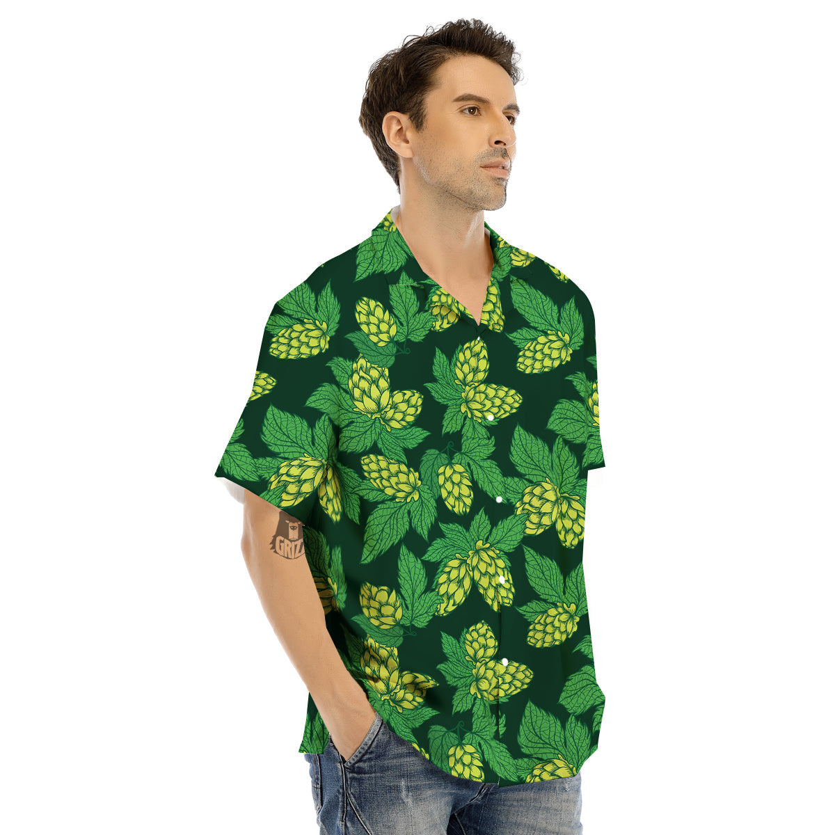 Hop Cone Vintage Print Pattern Men's Hawaiian Shirt-grizzshop