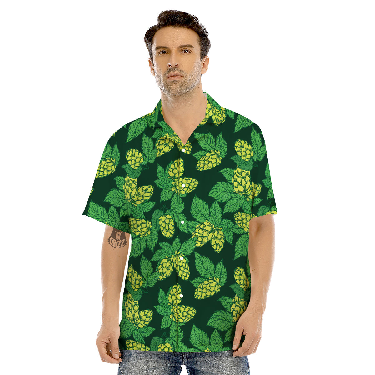 Hop Cone Vintage Print Pattern Men's Hawaiian Shirt-grizzshop