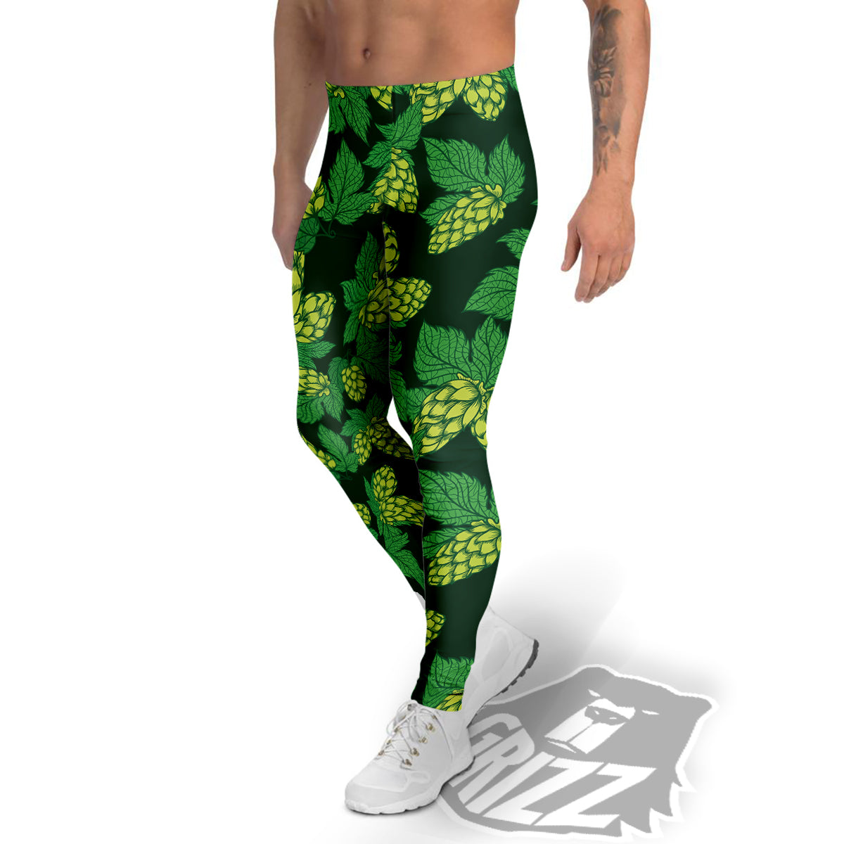 Hop Cone Vintage Print Pattern Men's Leggings-grizzshop