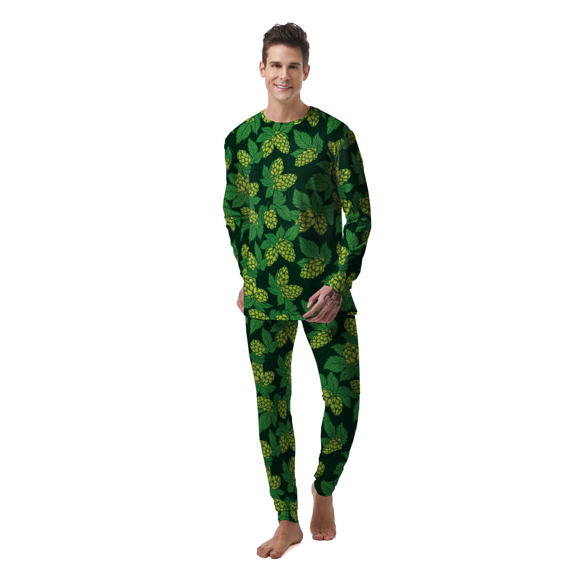 Hop Cone Vintage Print Pattern Men's Pajamas-grizzshop