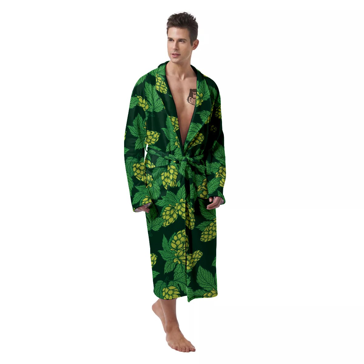 Hop Cone Vintage Print Pattern Men's Robe-grizzshop