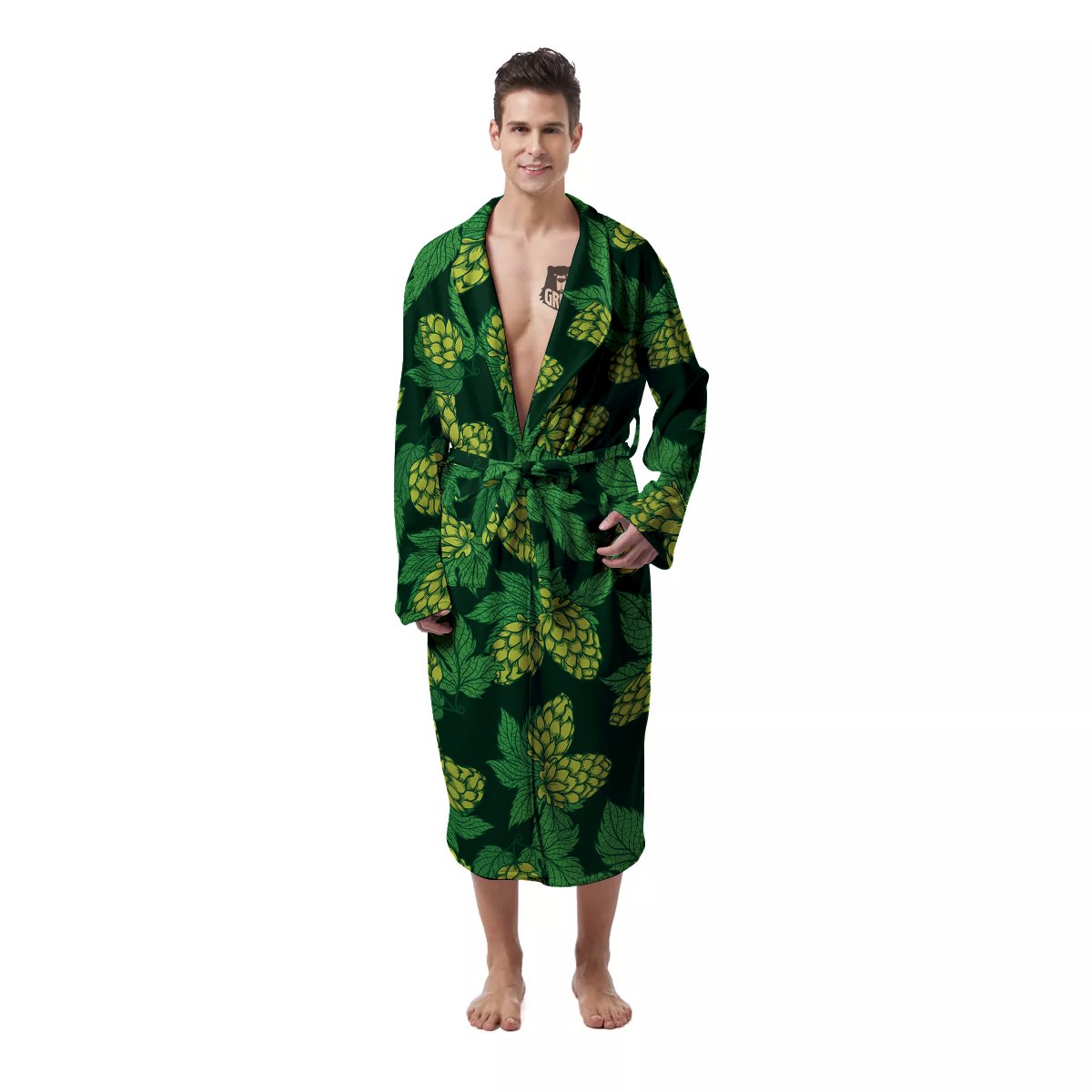 Hop Cone Vintage Print Pattern Men's Robe-grizzshop