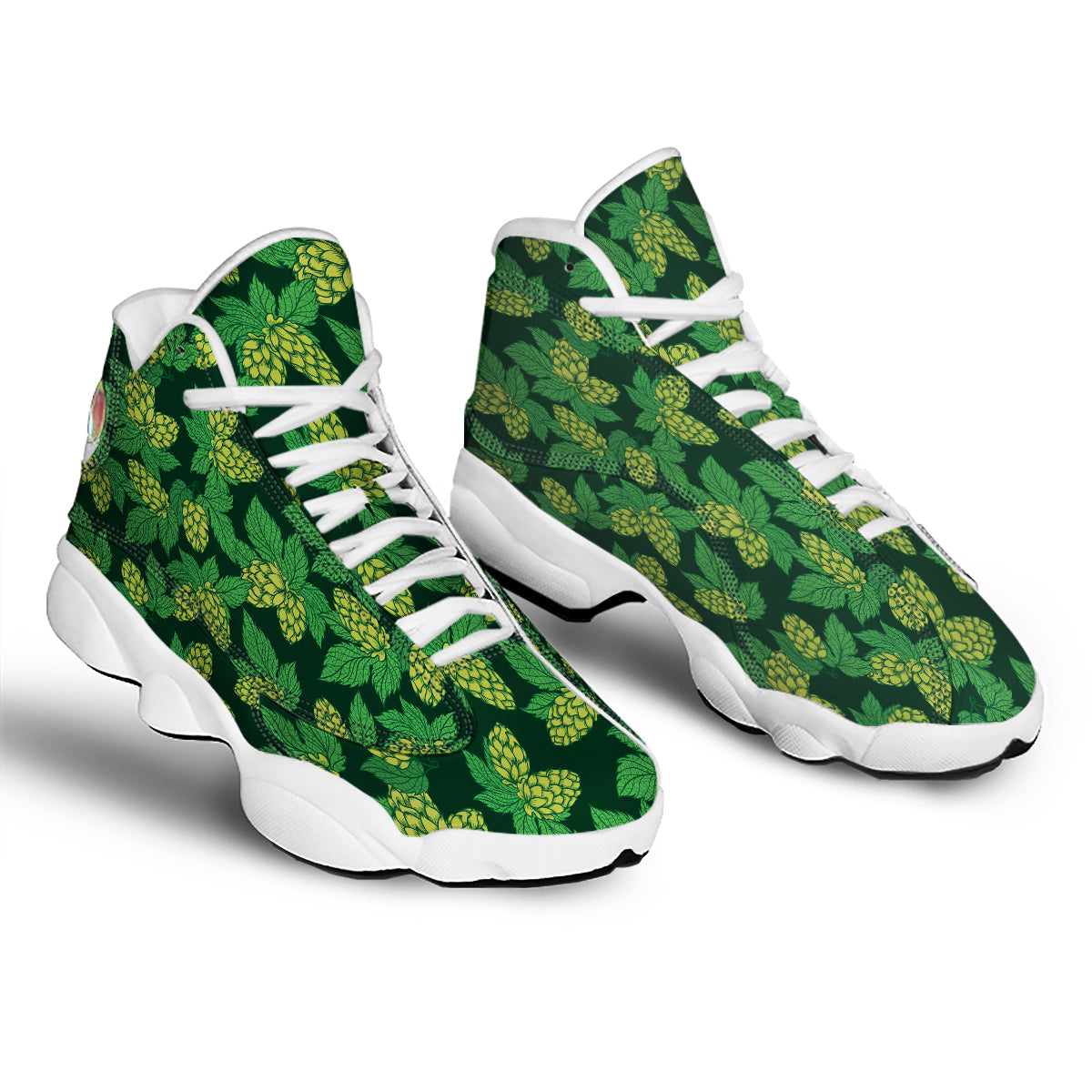 Hop Cone Vintage Print Pattern White Basketball Shoes-grizzshop