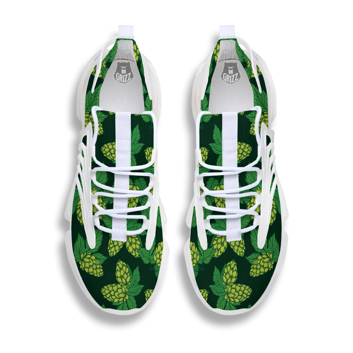 Hop Cone Vintage Print Pattern White Gym Shoes-grizzshop