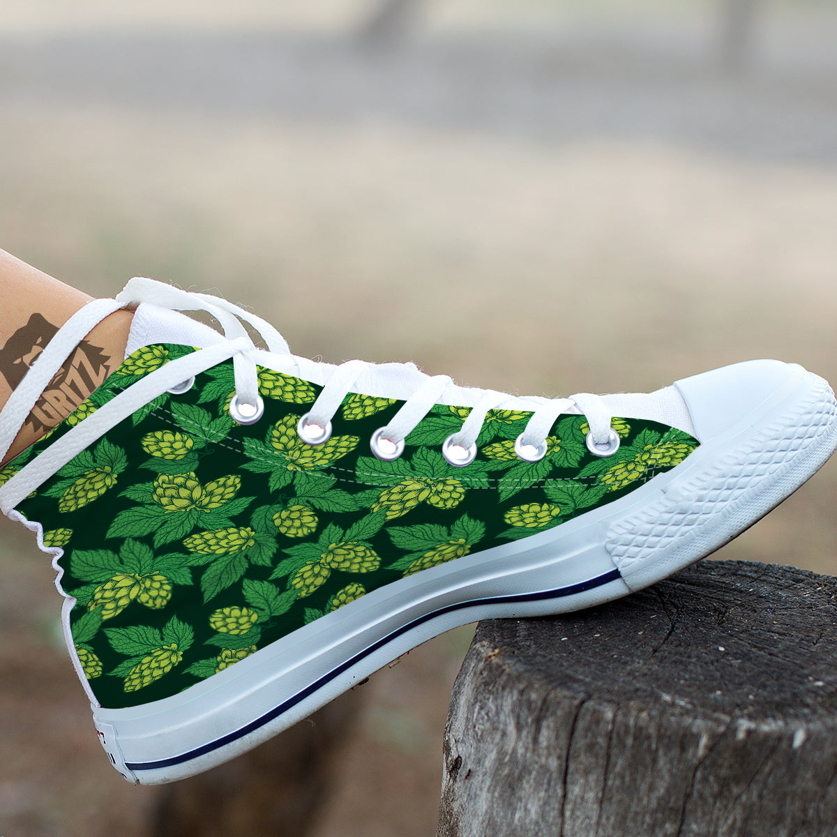 Hop Cone Vintage Print Pattern White High Top Shoes-grizzshop