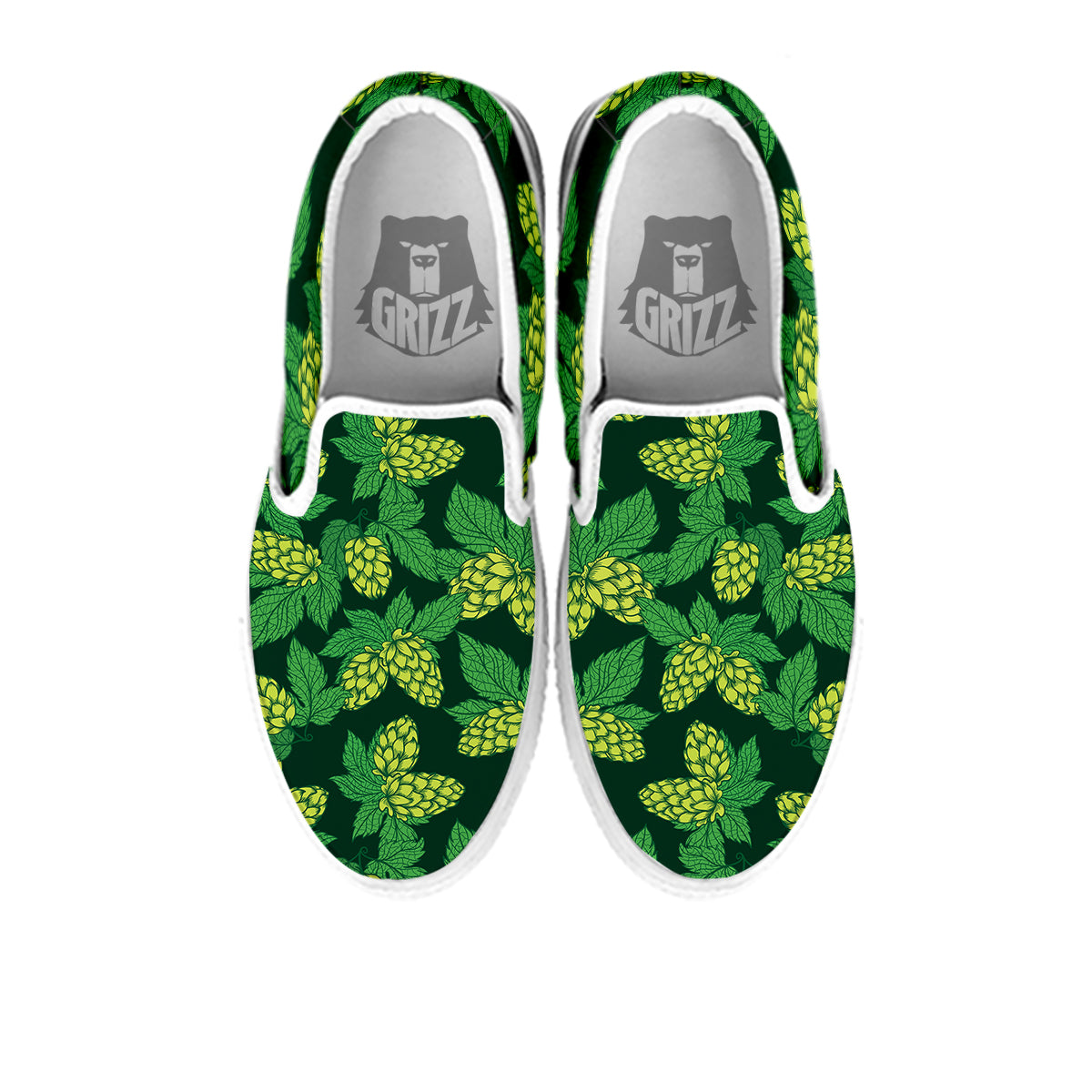 Hop Cone Vintage Print Pattern White Slip On Shoes-grizzshop