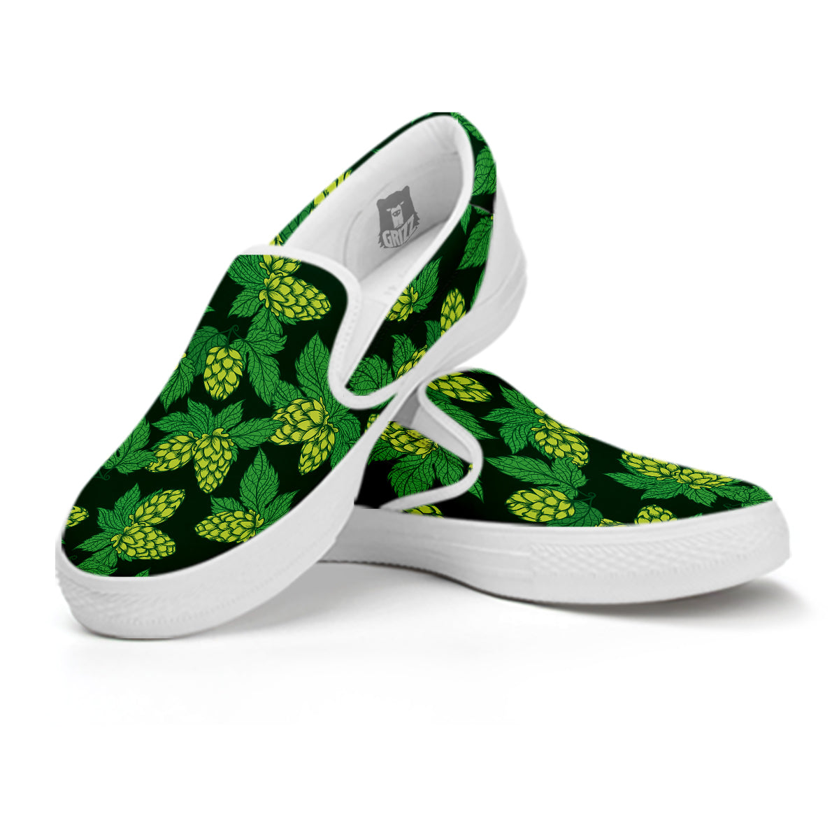 Hop Cone Vintage Print Pattern White Slip On Shoes-grizzshop
