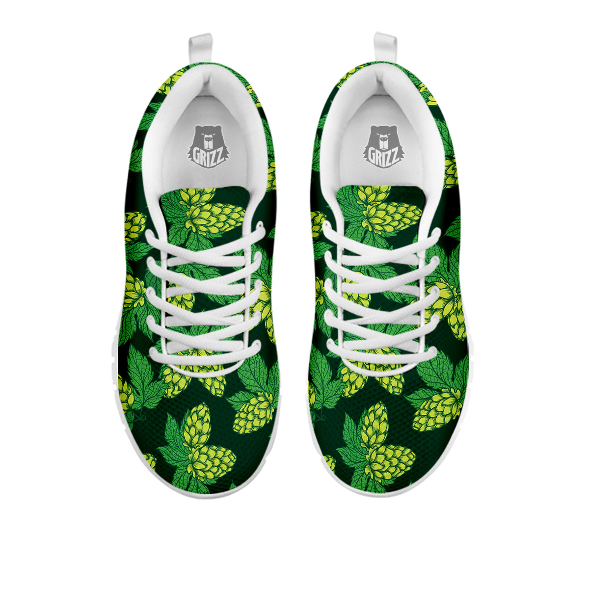 Hop Cone Vintage Print Pattern White Sneaker-grizzshop