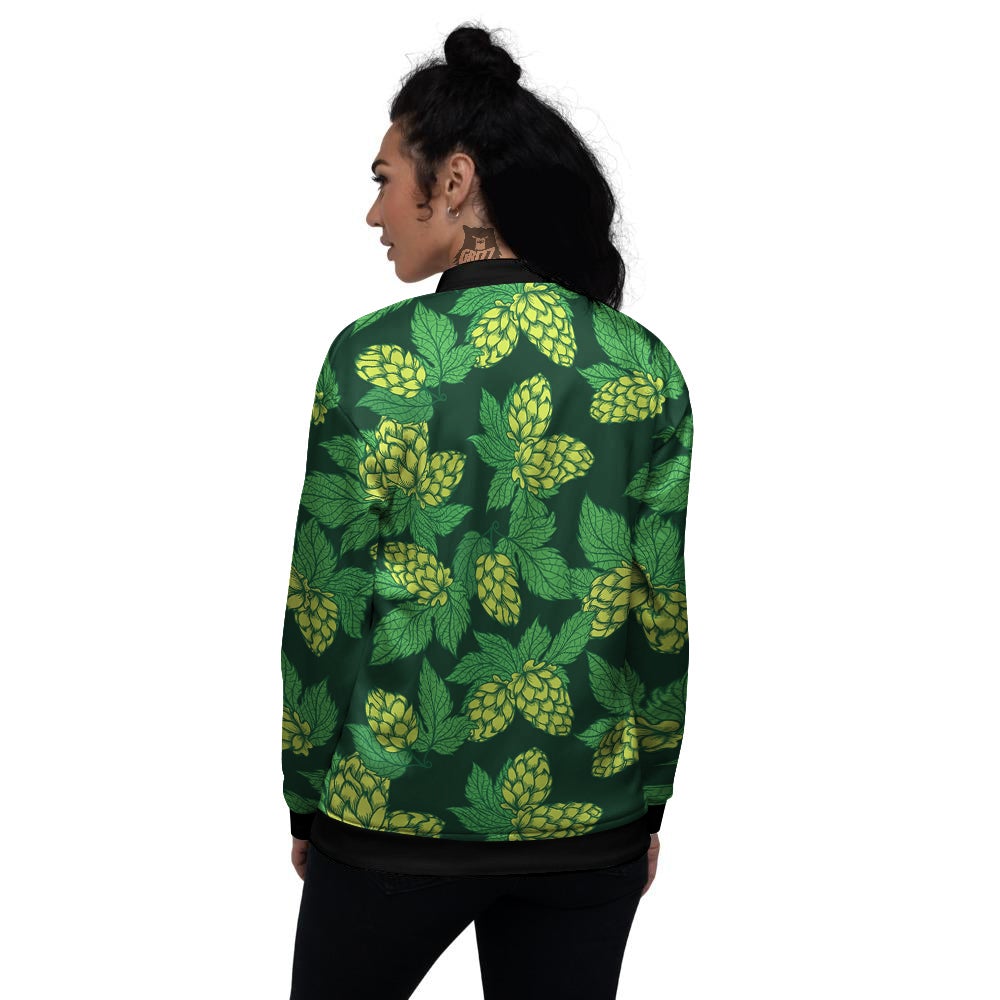 Hop Cone Vintage Print Pattern Women's Bomber Jacket-grizzshop