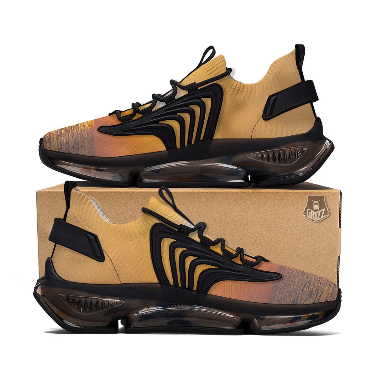 Horizon Sunrise Print Black Gym Shoes-grizzshop