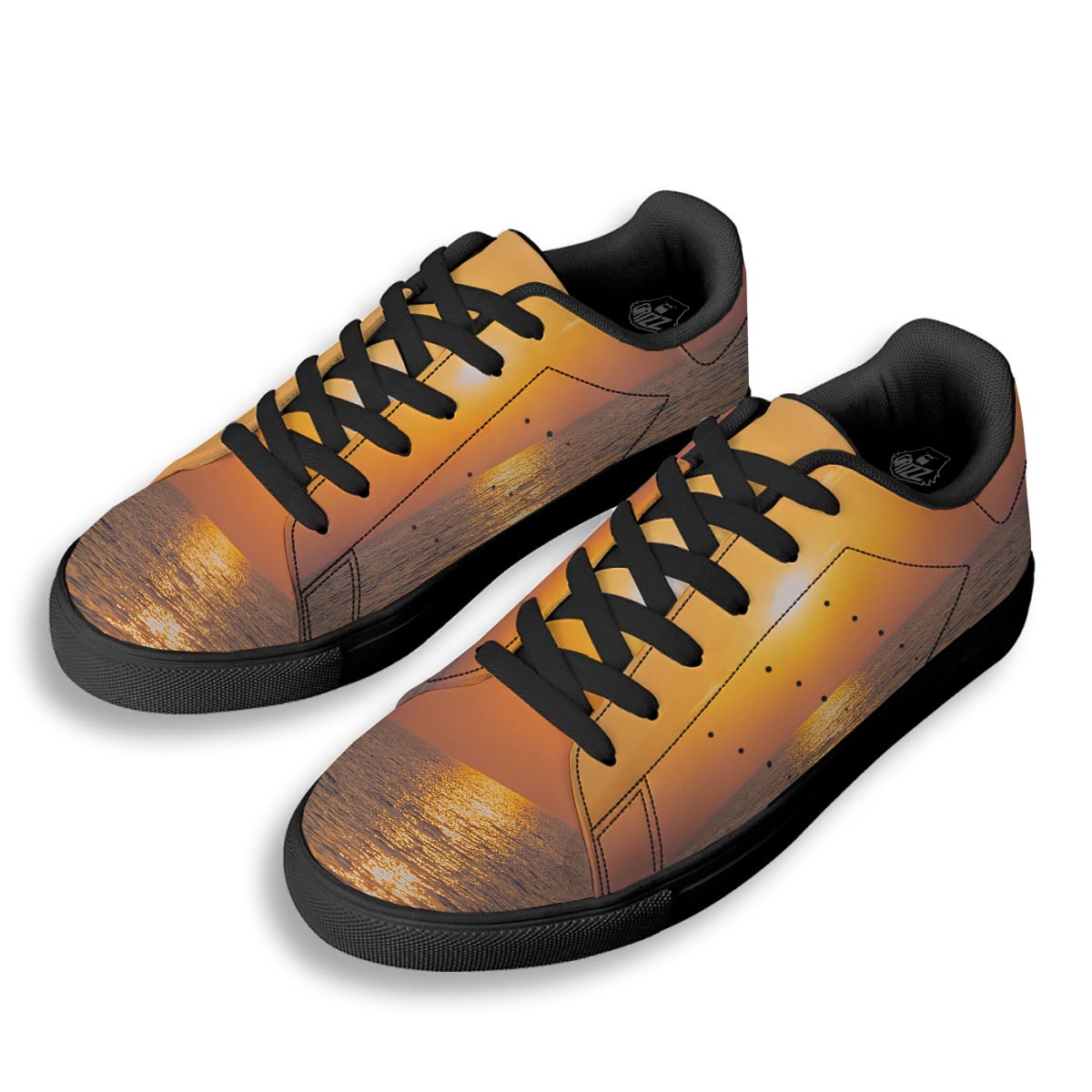 Horizon Sunrise Print Black Low Top Sneakers-grizzshop