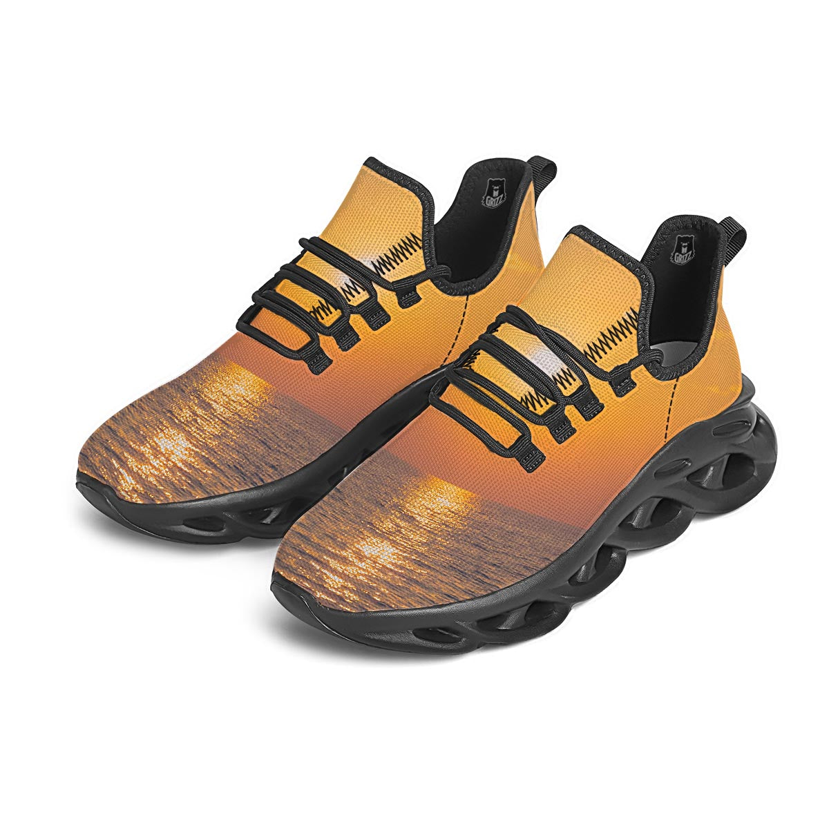 Horizon Sunrise Print Black Running Shoes-grizzshop