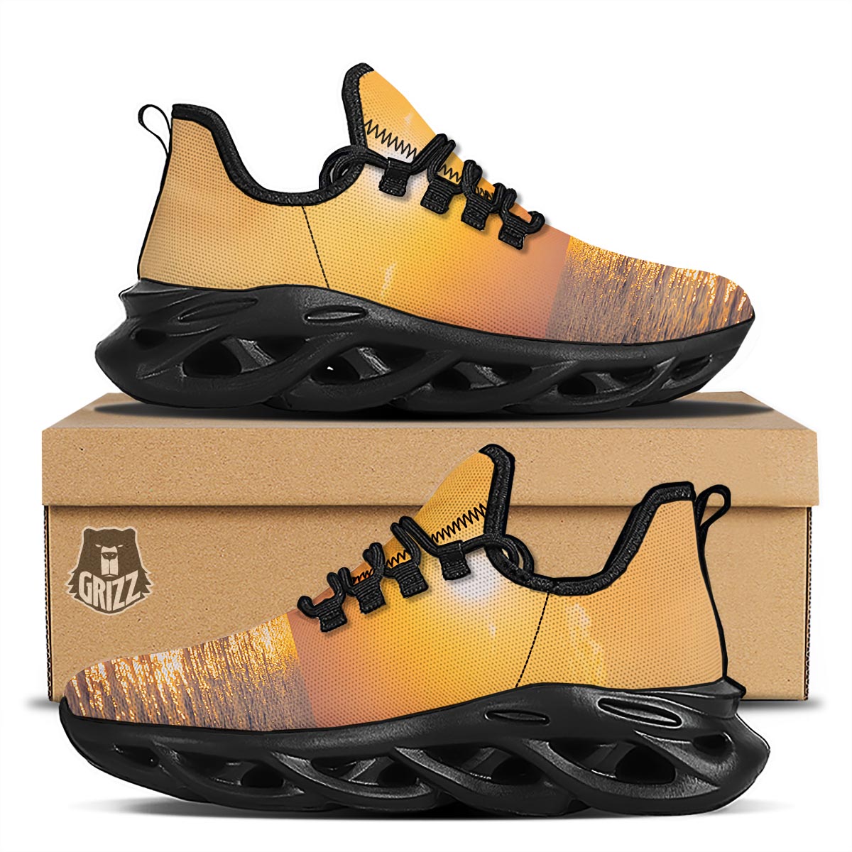 Horizon Sunrise Print Black Running Shoes-grizzshop