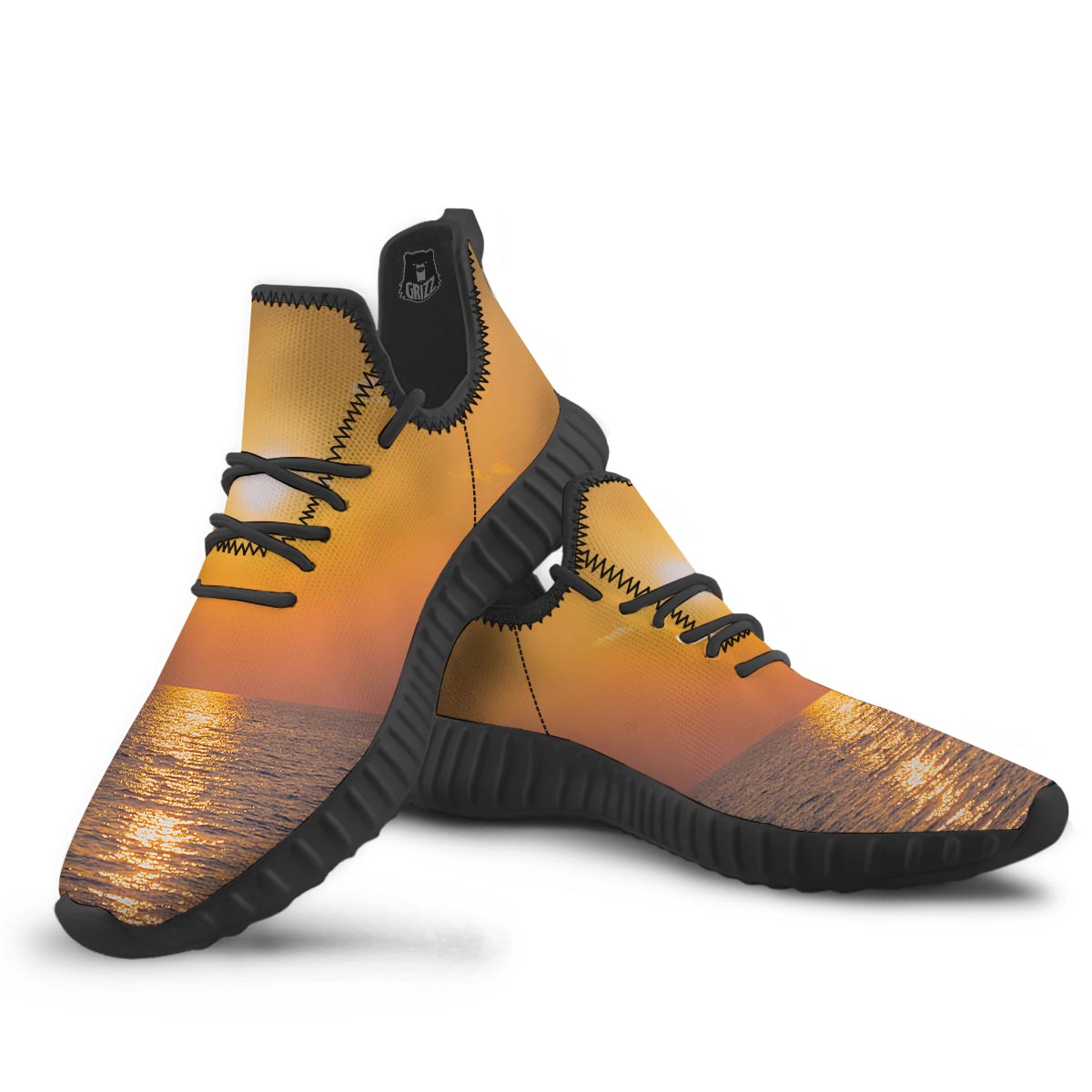 Horizon Sunrise Print Black Walking Shoes-grizzshop