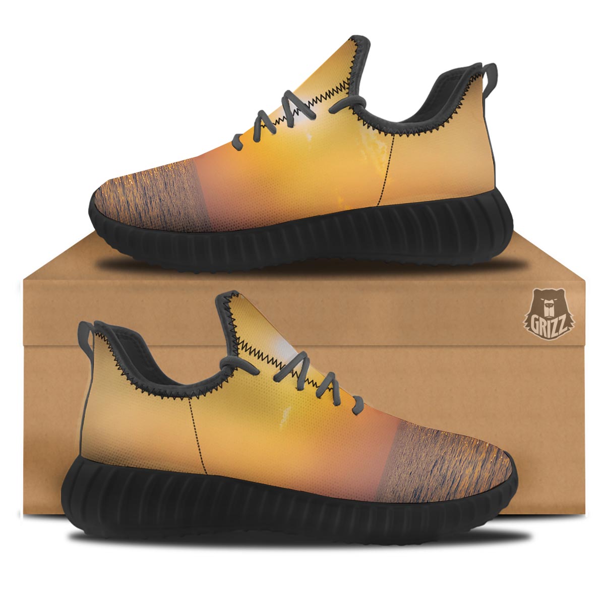 Horizon Sunrise Print Black Walking Shoes-grizzshop