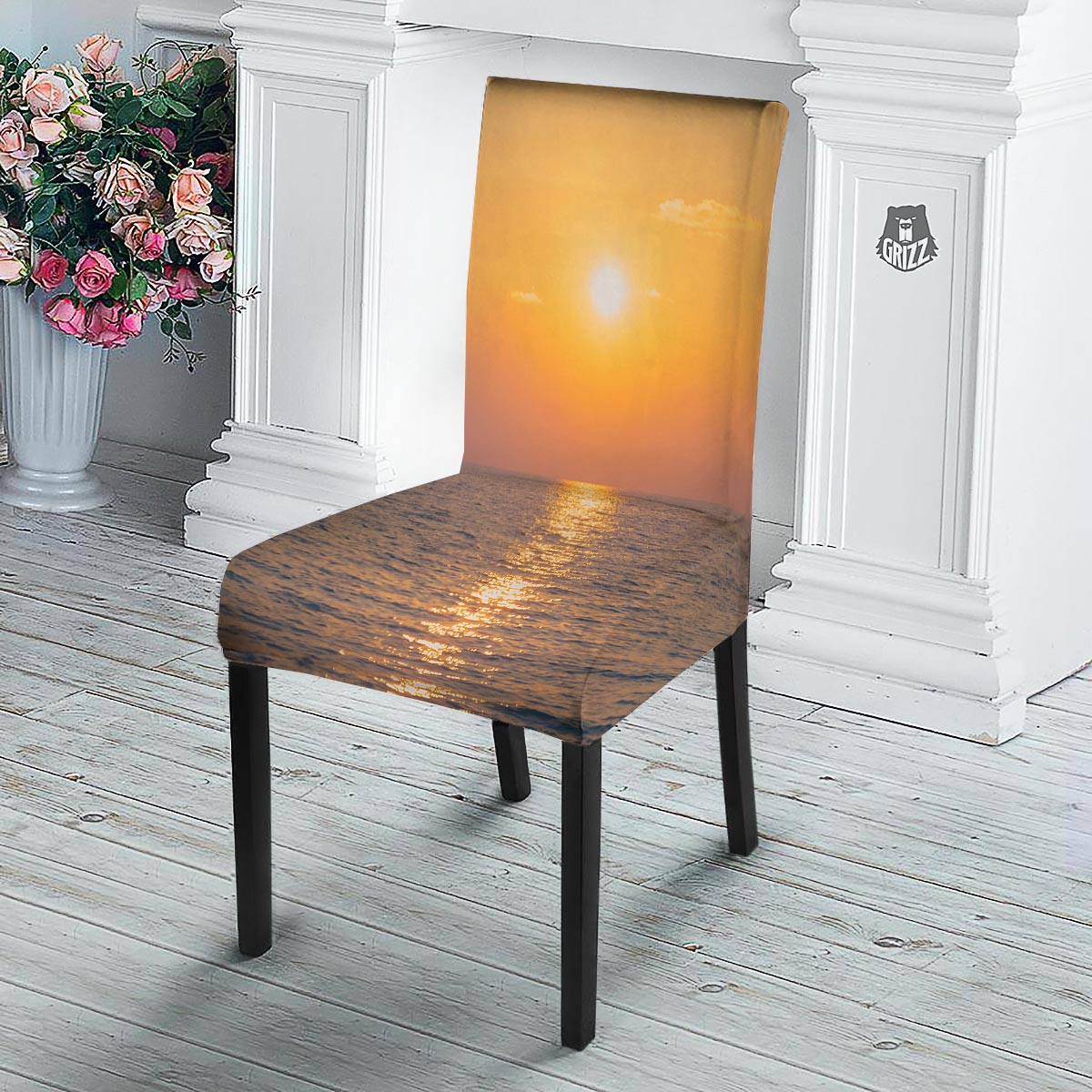 Horizon Sunrise Print Dining Chair Slipcover-grizzshop