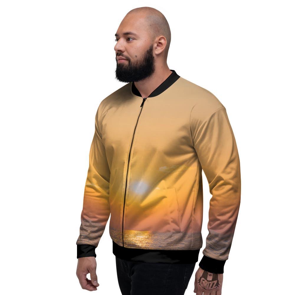 Horizon Sunrise Print Men's Bomber Jacket-grizzshop