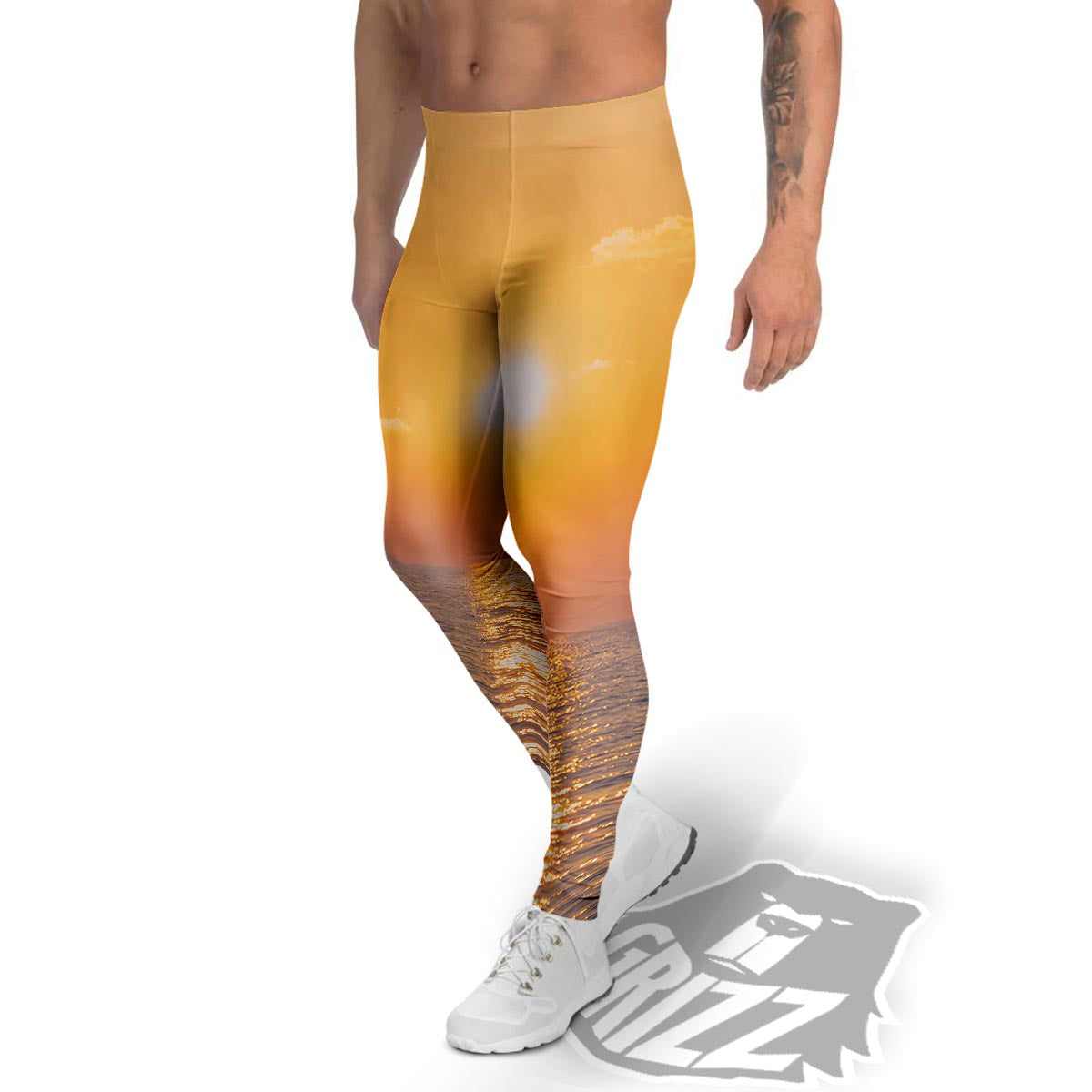 Horizon Sunrise Print Men's Leggings-grizzshop