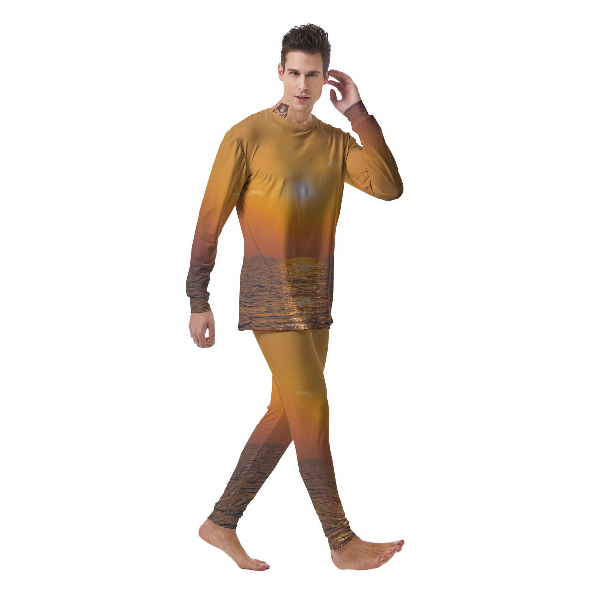 Horizon Sunrise Print Men's Pajamas-grizzshop
