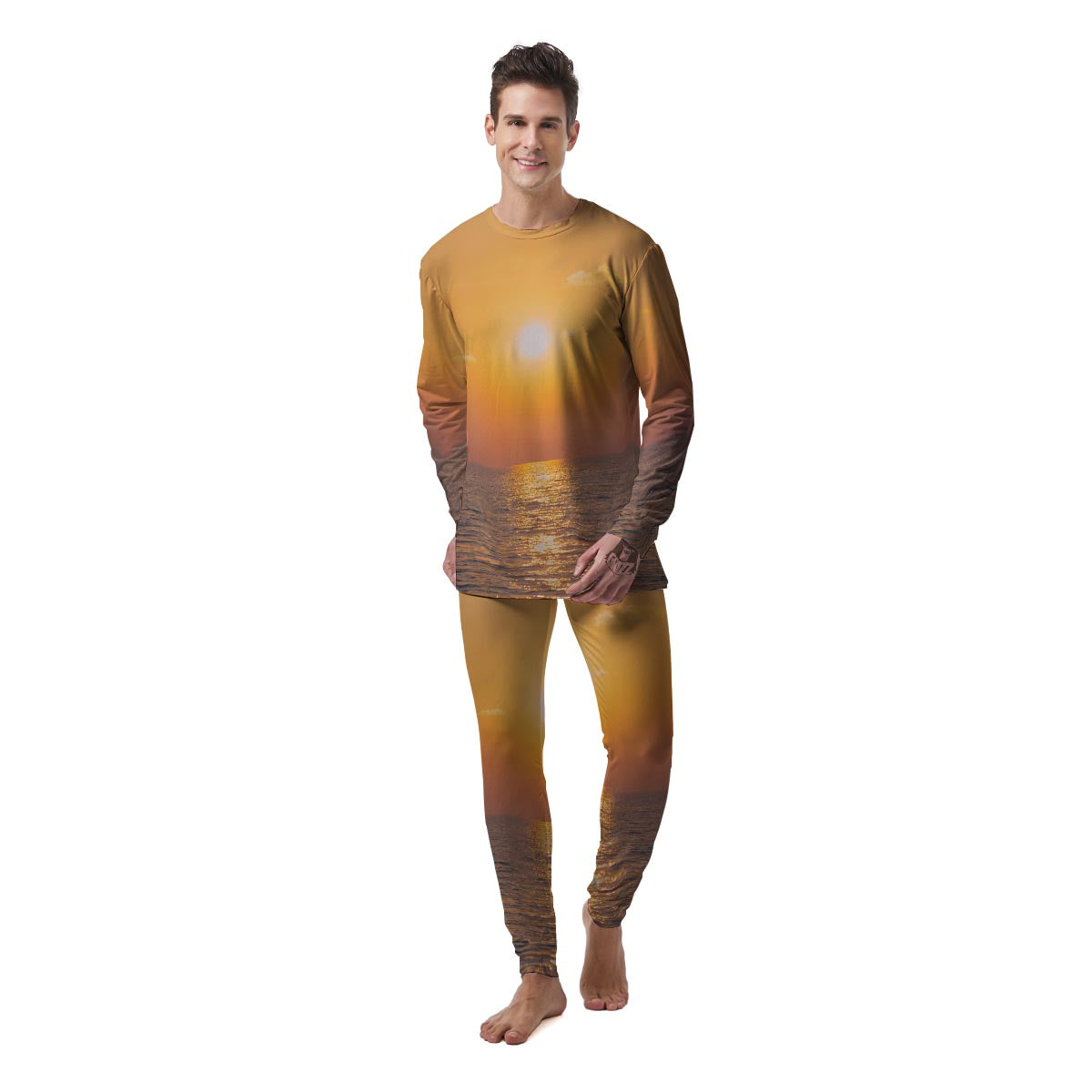 Horizon Sunrise Print Men's Pajamas-grizzshop