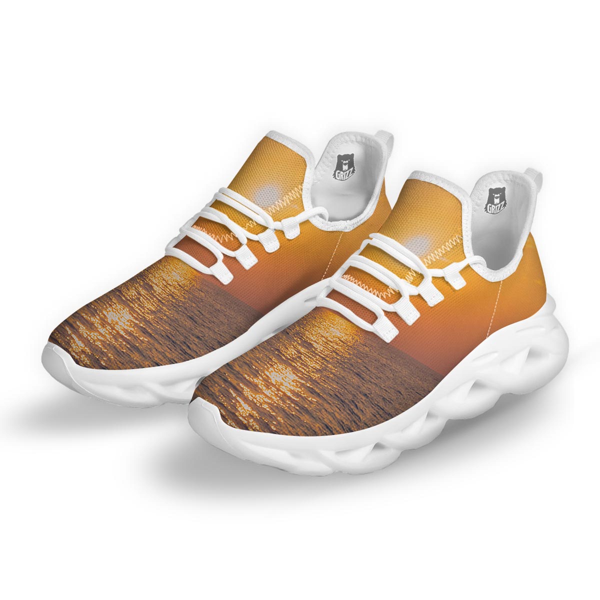 Horizon Sunrise Print White Running Shoes-grizzshop