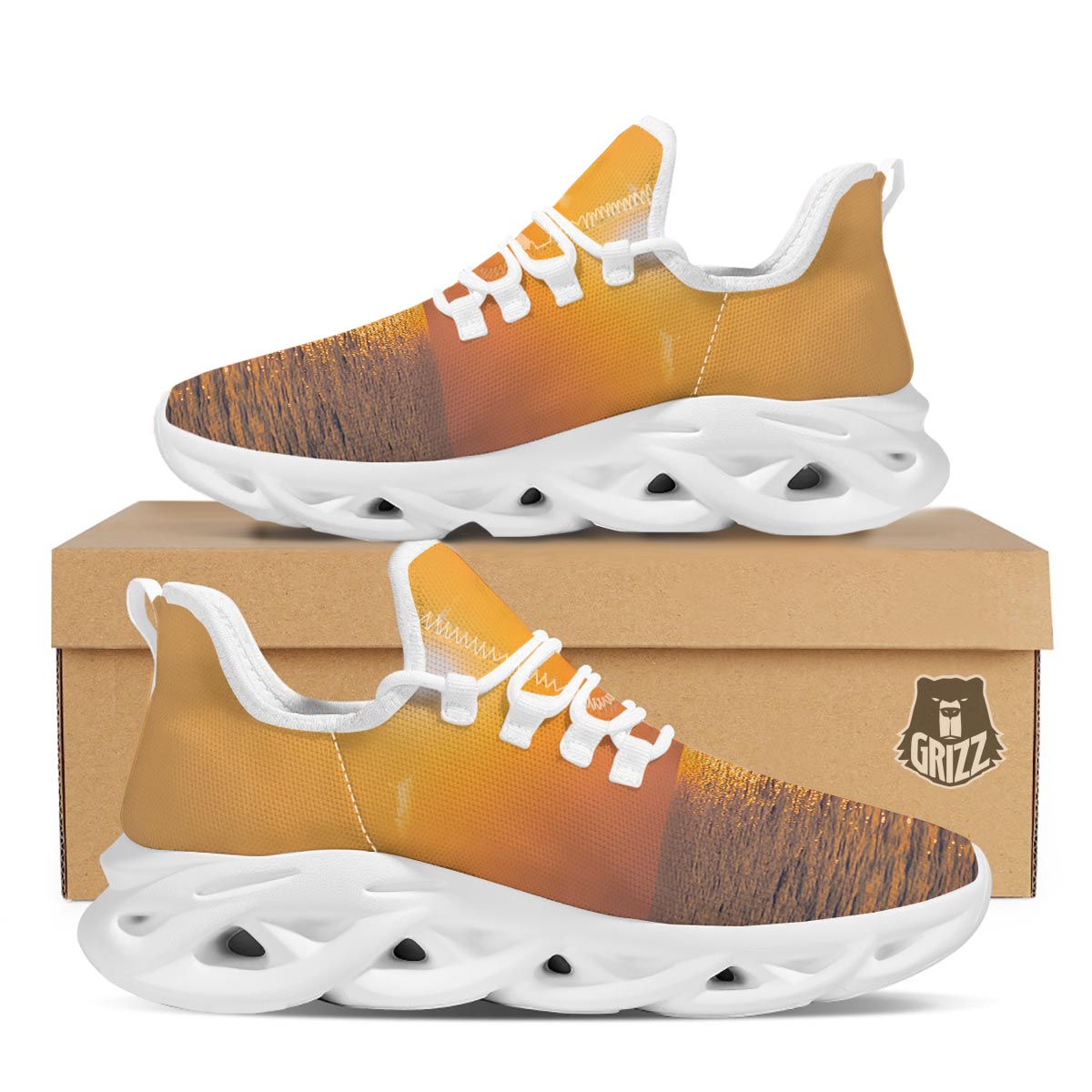Horizon Sunrise Print White Running Shoes-grizzshop
