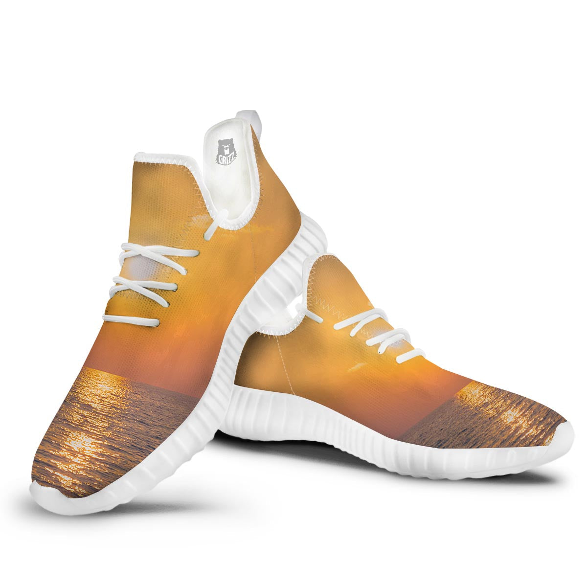 Horizon Sunrise Print White Walking Shoes-grizzshop