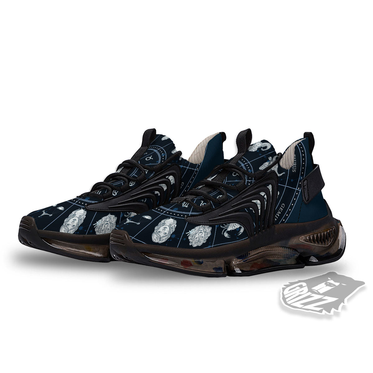 Horoscopes Zodiac Print Black Gym Shoes-grizzshop