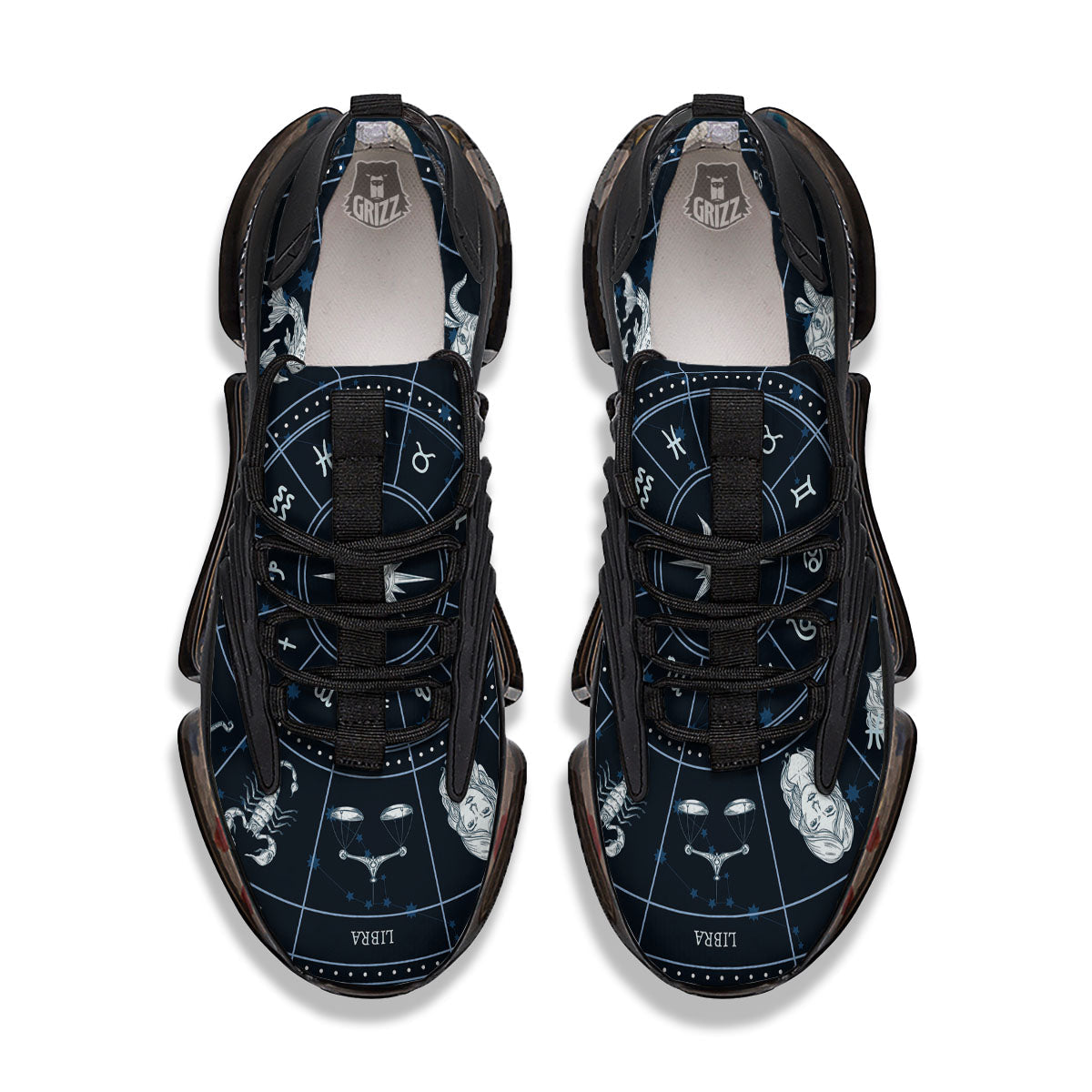 Horoscopes Zodiac Print Black Gym Shoes-grizzshop
