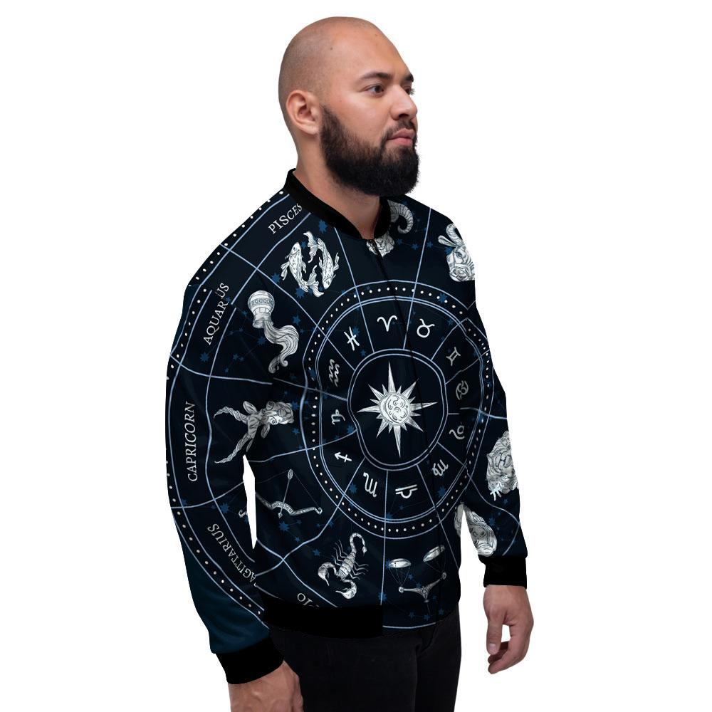 Horoscopes Zodiac Print Men's Bomber Jacket-grizzshop