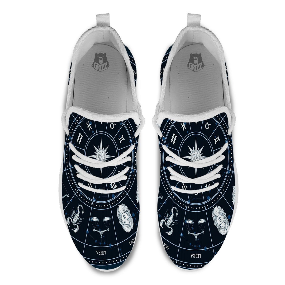 Horoscopes Zodiac Print White Athletic Shoes-grizzshop