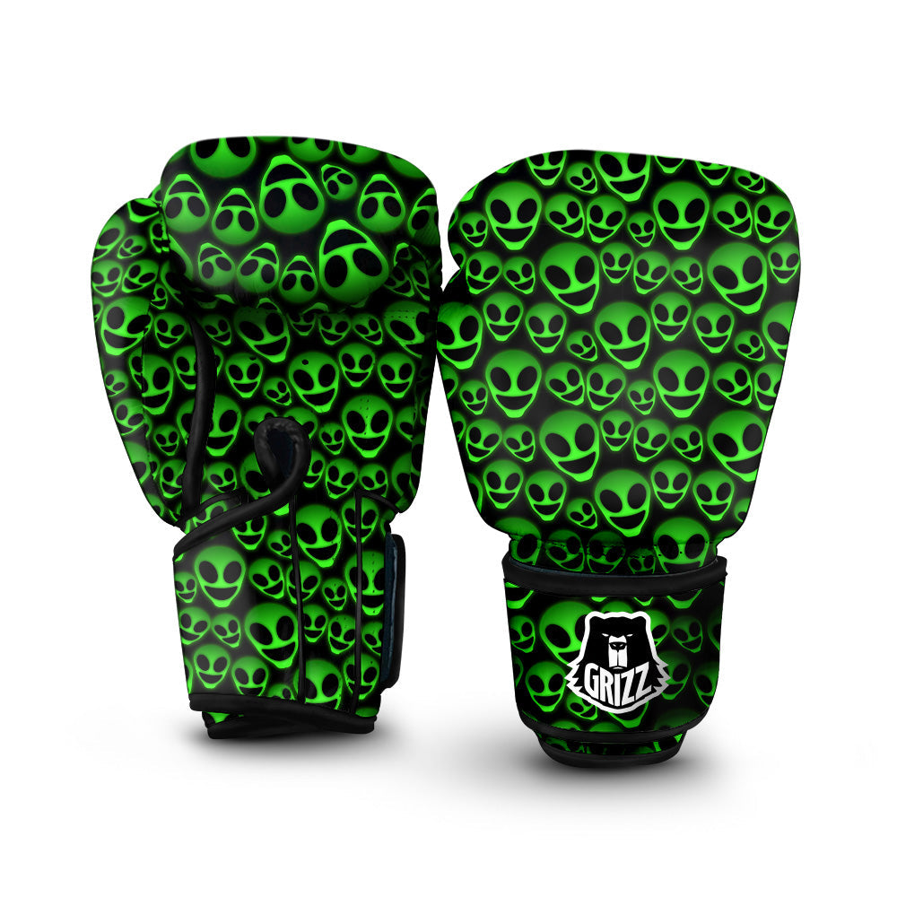 Horror Alien Green Neon Print Pattern Boxing Gloves-grizzshop