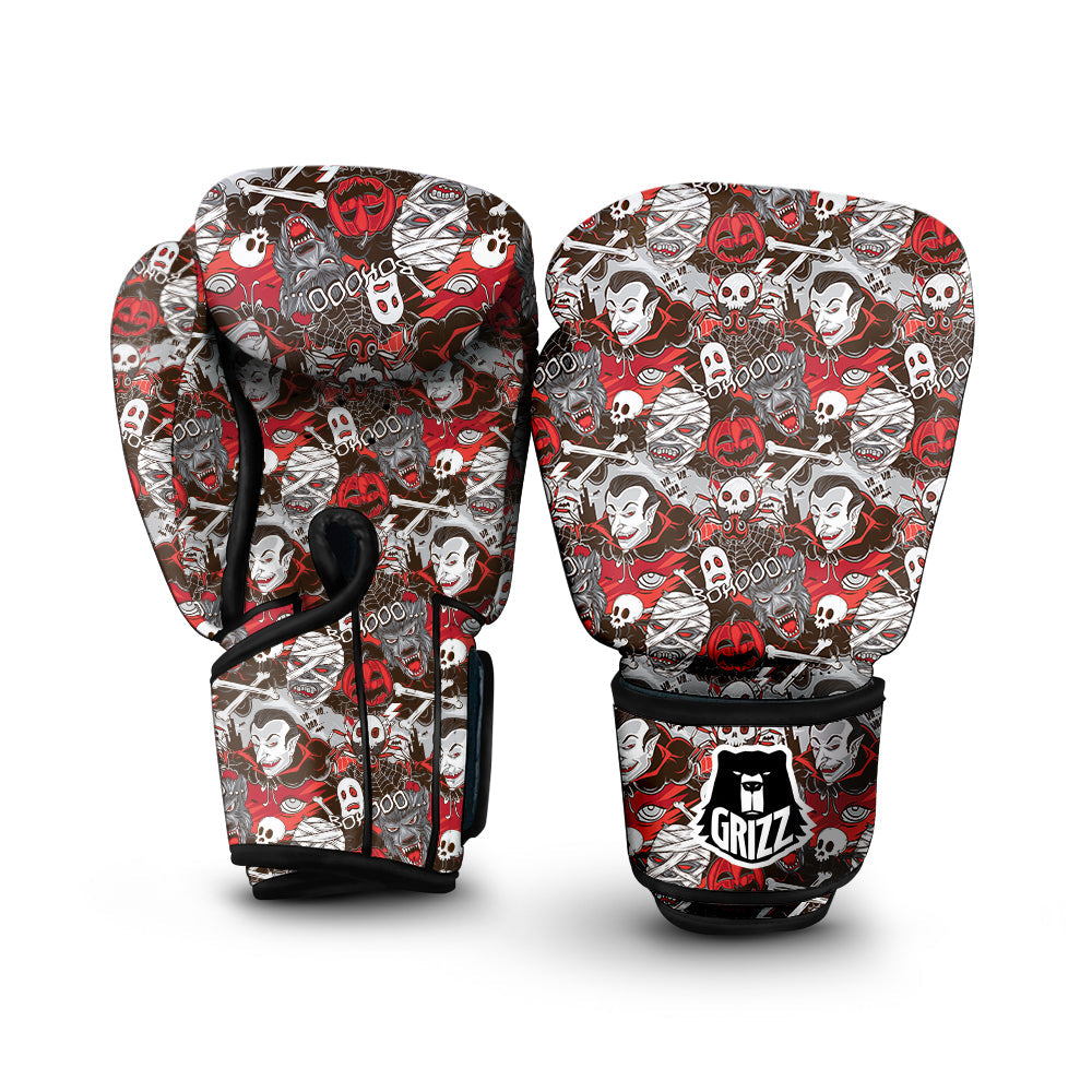 Horror Monsters Halloween Print Pattern Boxing Gloves-grizzshop