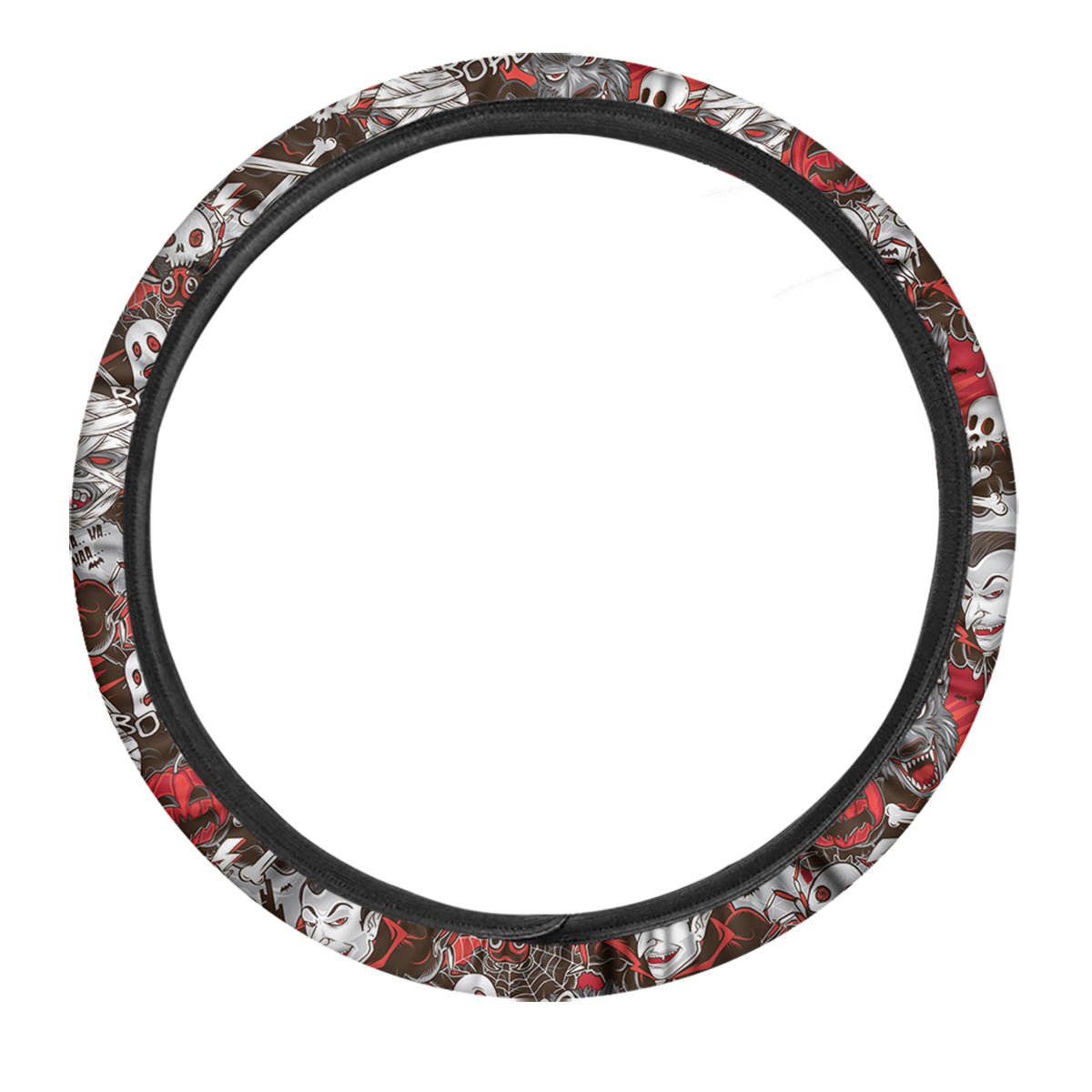 Horror Monsters Halloween Print Pattern Car Steering Wheel Cover-grizzshop