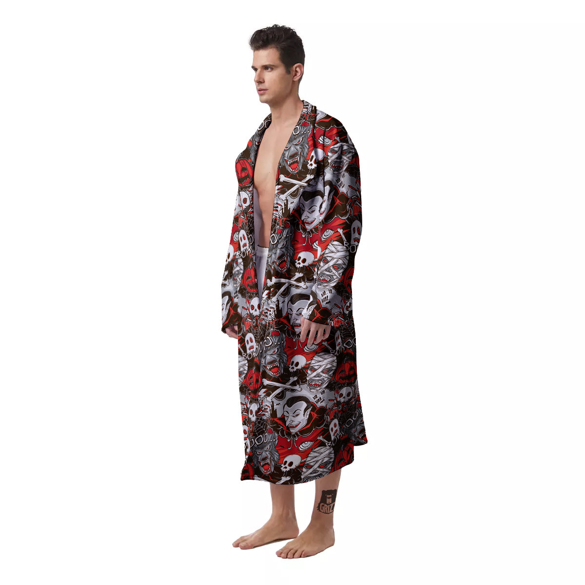 Horror Monsters Halloween Print Pattern Men's Robe-grizzshop