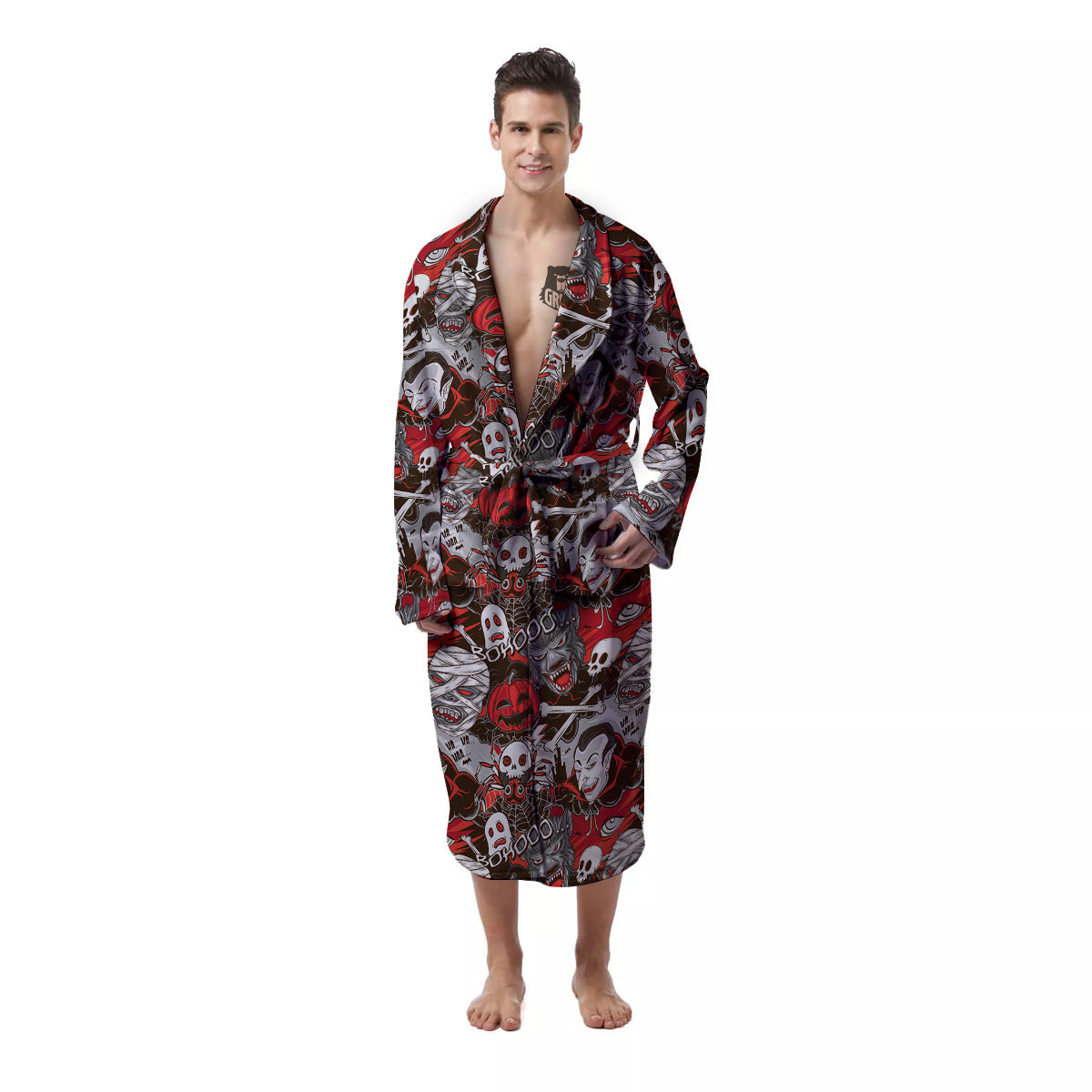 Horror Monsters Halloween Print Pattern Men's Robe-grizzshop