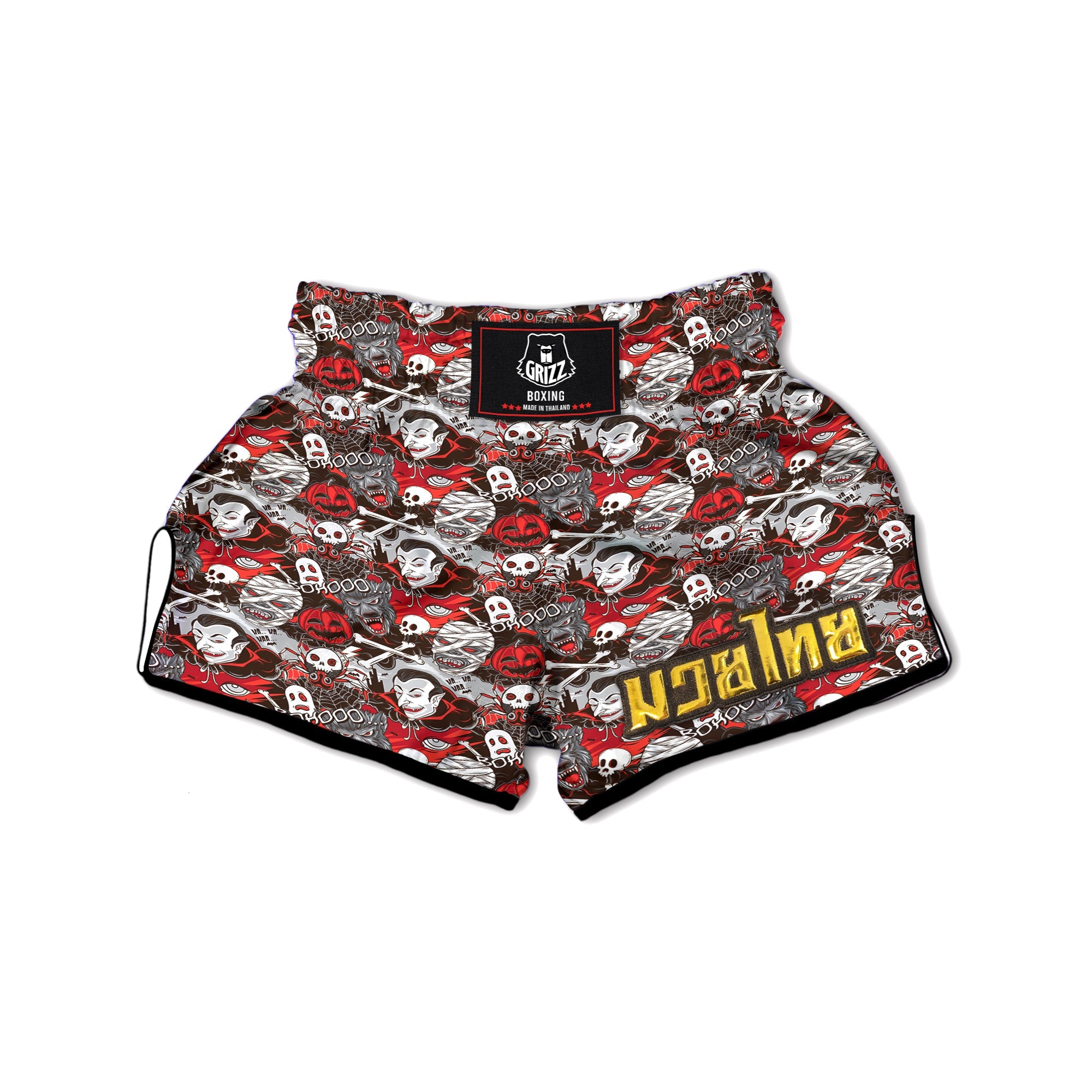 Horror Monsters Halloween Print Pattern Muay Thai Boxing Shorts-grizzshop